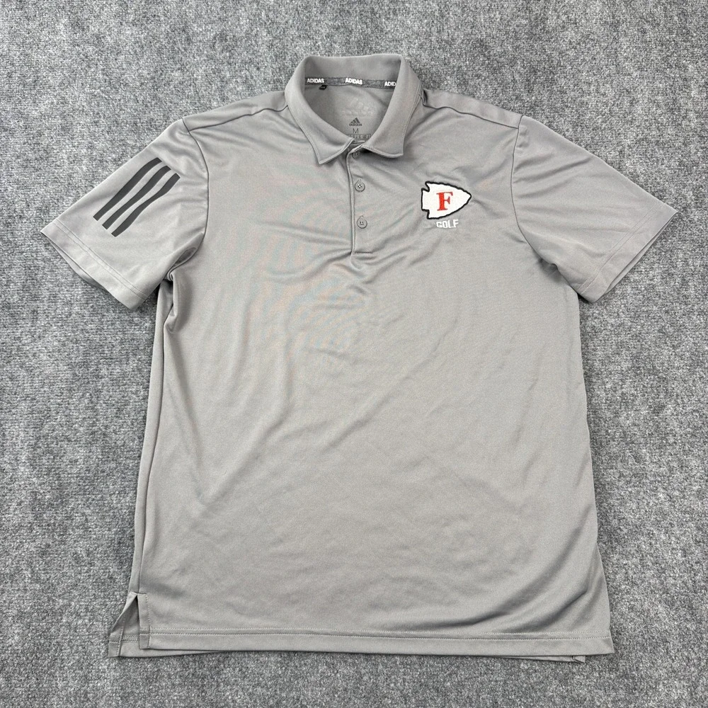Adidas Golf Polo Shirt Mens Medium Performance‎ Gray Moisture Wicking